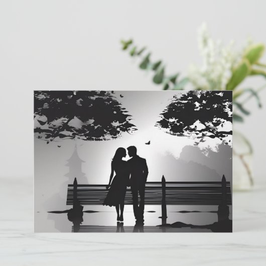 Romantische Silhouette Paar im Park Datum Ankündigung (Stehend Vorderseite)