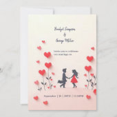 Romantische Silhouette Rote Herzen Hochzeit (Vorderseite)