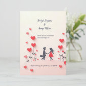 Romantische Silhouette Rote Herzen Hochzeit (Stehend Vorderseite)