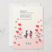 Romantische Silhouette Rote Herzen Hochzeit (Rückseite)