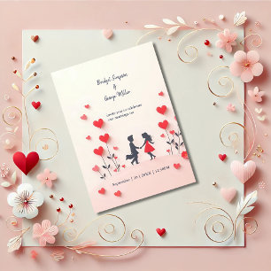Romantische Silhouette Rote Herzen Hochzeit