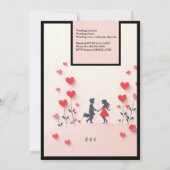 Romantische Silhouette Rote Herzen Hochzeit Einladung (Rückseite)