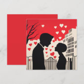 Romantische Silhouette Stadtbild Kunst Einladung (Vorne/Hinten)