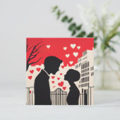 Romantische Silhouette Stadtbild Kunst Einladung (Stehend Vorderseite)