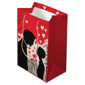 Romantische Silhouette Stadtbild Kunst Mittlere Geschenktüte (Vorderseite Schrägansicht)