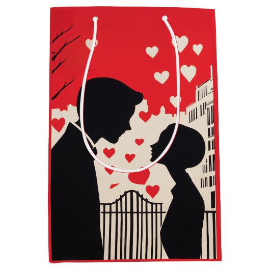 Romantische Silhouette Stadtbild Kunst Mittlere Geschenktüte (Vorderseite)