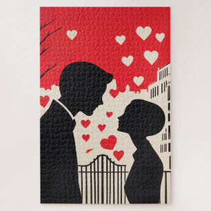 Romantische Silhouette Stadtbild Kunst Puzzle