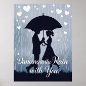 Romantische Silhouette tanzen im Regen Poster (Vorne)