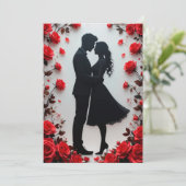 Romantische Silhouette von Couple Einladung (Stehend Vorderseite)