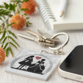 Romantische Silhouetten Doppelseitige Akrylenkette Schlüsselanhänger (Vorderseite rechts)