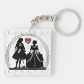 Romantische Silhouetten Doppelseitige Akrylenkette Schlüsselanhänger (Rückseite)