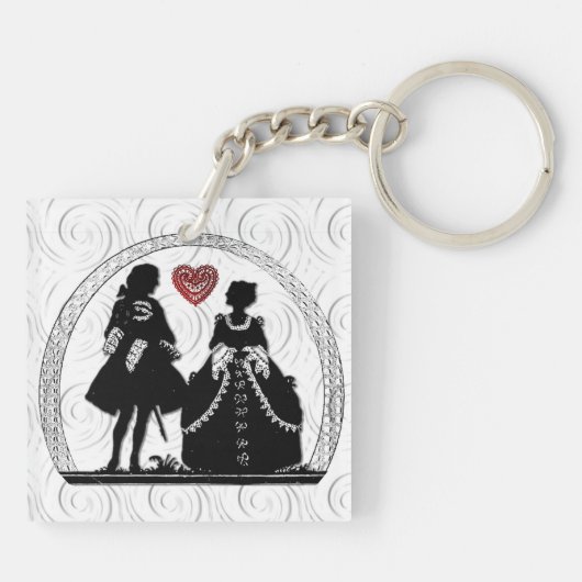 Romantische Silhouetten Doppelseitige Akrylenkette Schlüsselanhänger (Rückseite)