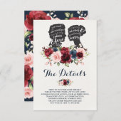 Romantische Silhouetten Maroon Blumendetails Begleitkarte (Vorne/Hinten)