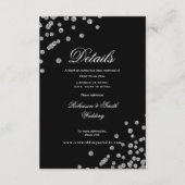 Romantische Silver Confetti Hochzeitdetails Schwar Begleitkarte (Vorderseite)