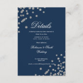 Romantische Silver Confetti Wedding Details Navy Begleitkarte (Vorderseite)