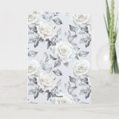 Romantische Silver White Roses Blumenhochzeit Karte (Rückseite)