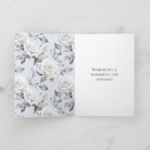 Romantische Silver White Roses Blumenhochzeit Karte (Innenseite)