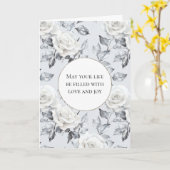 Romantische Silver White Roses Blumenhochzeit Karte (Gelbe Blume)