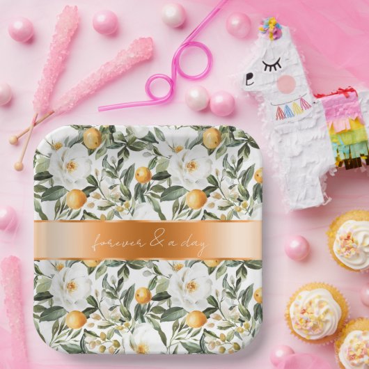 Romantische sizilianische Sommerblumenorangen Hoch Pappteller (Party)