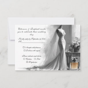 Romantische Skizze RSVP-Karte – Elegante Vintage-H RSVP Karte