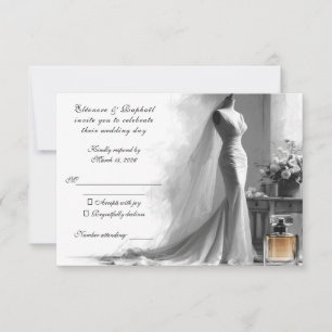 Romantische Skizze RSVP-Karte – Elegante Vintage-H RSVP Karte