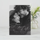 Romantische Skript-Foto-Save-the-Date-Einladung Save The Date (Stehend Vorderseite)