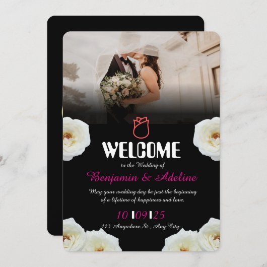 Romantische Skripteinladung Einladung (Vorne/Hinten)