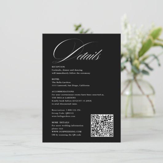 Romantische Skriptkalligraphie Details QRcode Hoch Begleitkarte (Stehend Vorderseite)