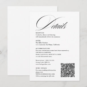 Romantische Skriptkalligraphie Details QRcode Hoch Begleitkarte