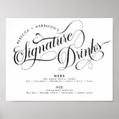 Romantische Skriptsignatur Drinks Wedding Bar Post Poster (Vorne)