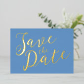 Romantische SkriptWedding Save the Date Postcard Folieneinladung (Stehend vorne)