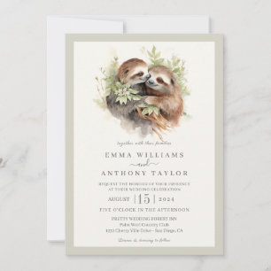 Romantische Sloth Couple Wedding Einladung
