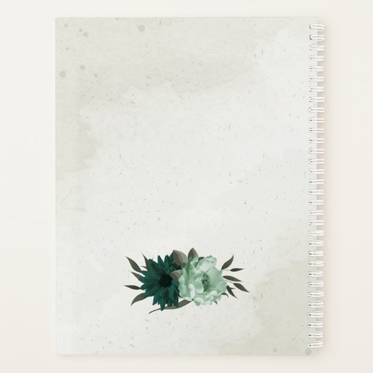 Romantische Smaragdgrüne Blumenhochzeit Planer (Rückseite)