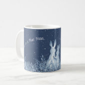 Romantische Snuggle Bunny Liebe Blue Moon Persönli Kaffeetasse (Vorderseite Links)