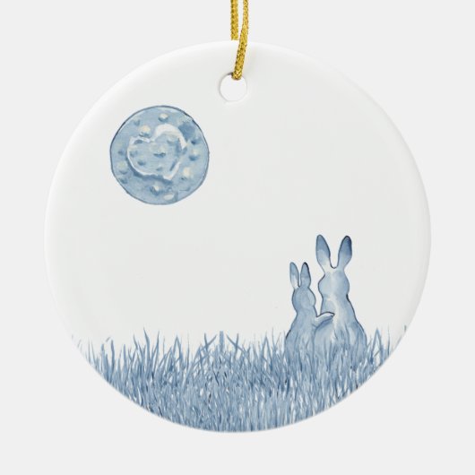 Romantische Snuggle Bunny Liebe Blue Moon Persönli Keramik Ornament (Vorne)