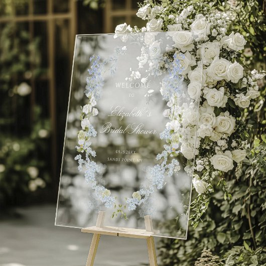 Romantische Soft Blue Bridal Dusche Empfang Acrylschild