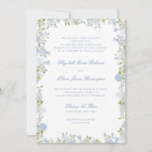 Romantische Soft Blue Floral Frame Wedding Einladung (Vorderseite)