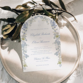 Romantische Soft Blue Vintag Monogram Arch Wedding Einladung