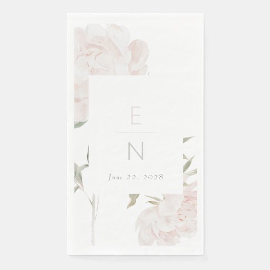 Romantische Soft Blush Pfingstrosen-Hochzeit Serviette (Vorderseite)