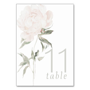 Romantische Soft Blush Pfingstrosen-Hochzeit Tischnummer