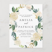 Romantische Soft Ivory Blumenzeremonie Einladungspostkarte (Vorderseite)