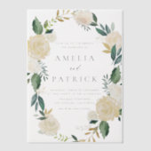 Romantische Soft Ivory Blumenzeremonie Pergament Einladungen (Vorderseite)