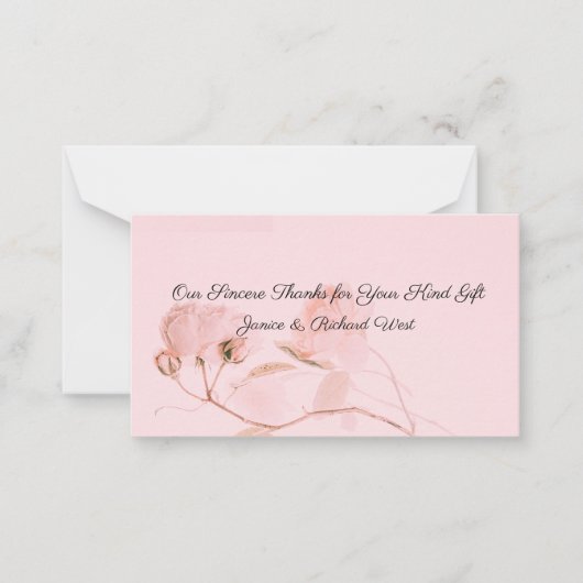 Romantische Soft Pink Rose Bud Wedding Vielen Dank Mitteilungskarte (Vorderseite)