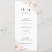 Romantische "Soft Pink Roses Wedding Menu" Menükarte (Vorderseite)