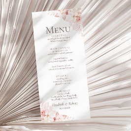 Romantische "Soft Pink Roses Wedding Menu" Menükarte