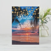 Romantische Sommer-Hochzeit am tropischen Strand Einladung (Stehend Vorderseite)