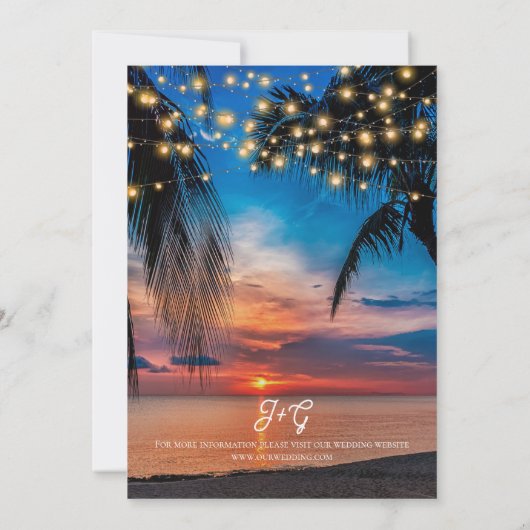 Romantische Sommer-Hochzeit am tropischen Strand Einladung (Rückseite)