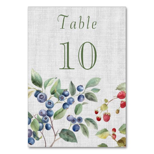 Romantische Sommerbeeren Hochzeit Tischnummer (Vorderseite)