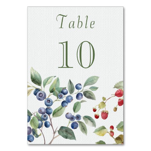 Romantische Sommerbeeren Hochzeit Tischnummer (Vorderseite)
