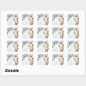 Romantische Sommerbeeren Hochzeitsticker Quadratischer Aufkleber (Blatt)